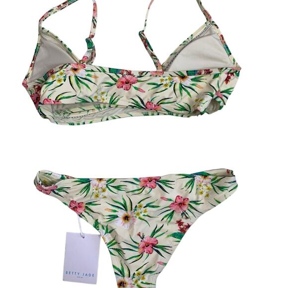 Betty Jade Women's Bikini Underwire Padded Tropical Large Top Medium Bottom NEW - Picture 3 of 6